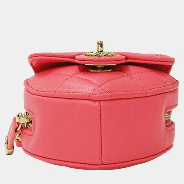 Pre Owned Chanel Pink Quilted Leather CC In Love Shoulder Bag