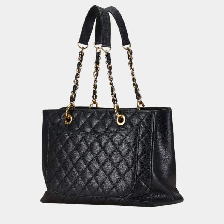 Pre Owned Chanel Black  Caviar Leather GST Tote Bag
