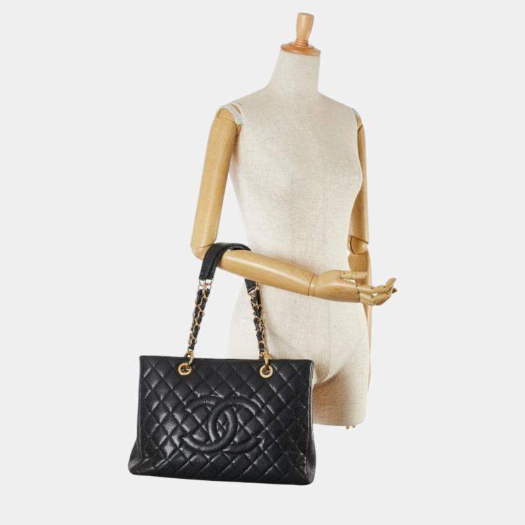 Pre Owned Chanel Black  Caviar Leather GST Tote Bag