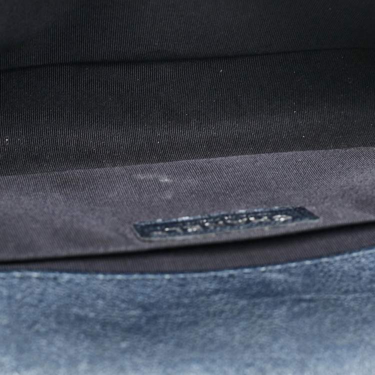 Pre Owned Chanel Navy Blue Quilted Leather Medium Boy Flap Bag