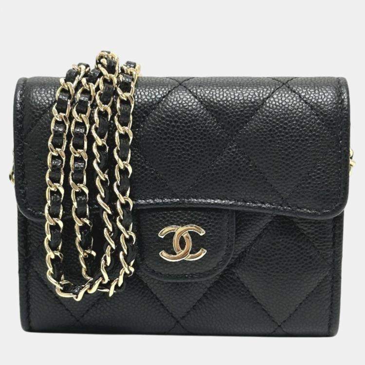 Pre Owned Chanel Black Caviar Leather Coin Purse on Chain