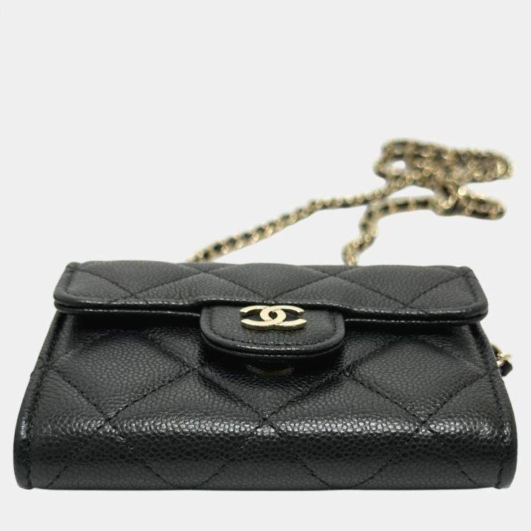Pre Owned Chanel Black Caviar Leather Coin Purse on Chain