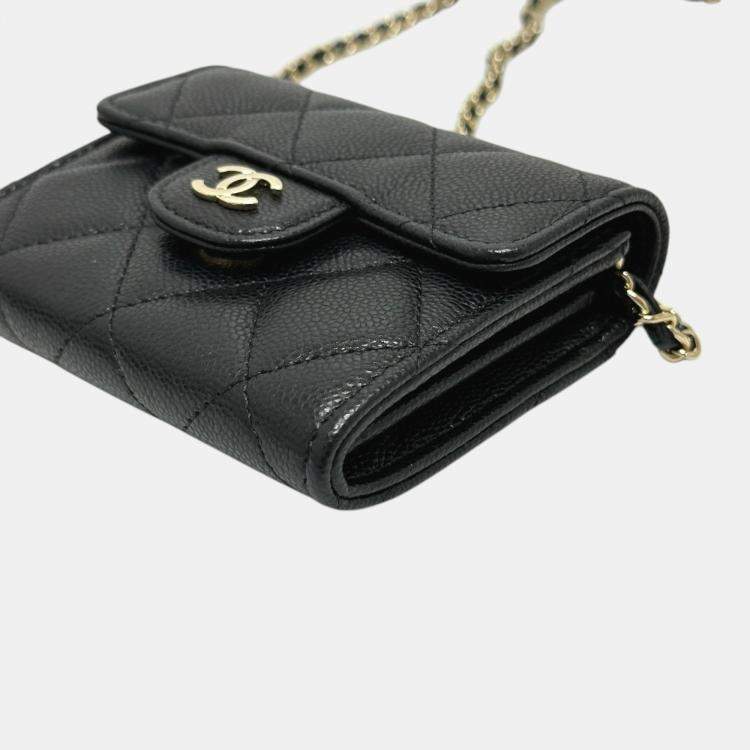Pre Owned Chanel Black Caviar Leather Coin Purse on Chain