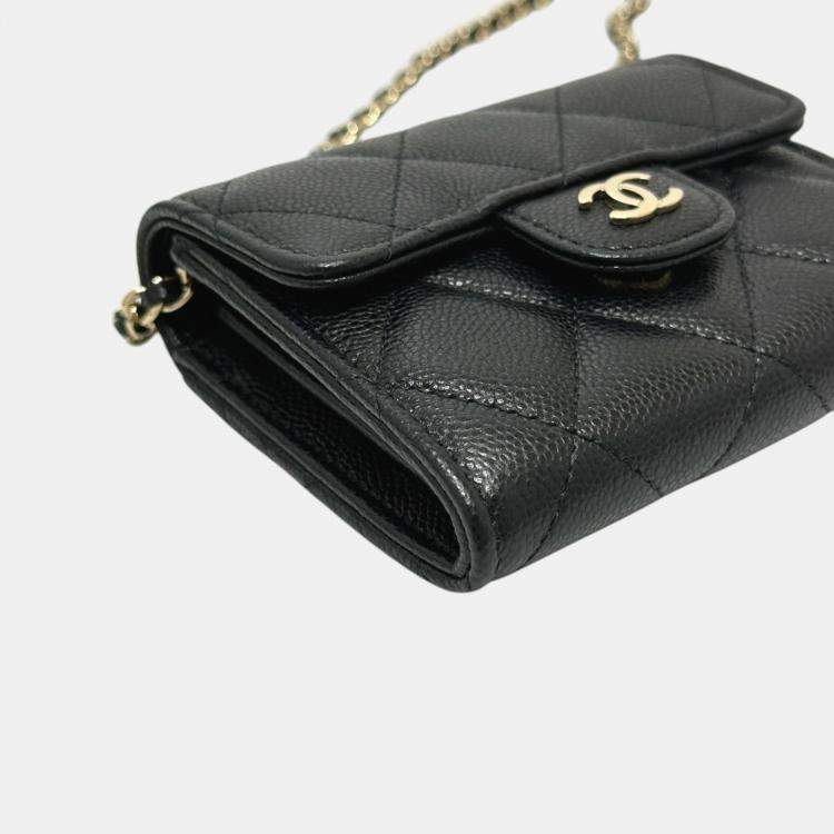 Pre Owned Chanel Black Caviar Leather Coin Purse on Chain