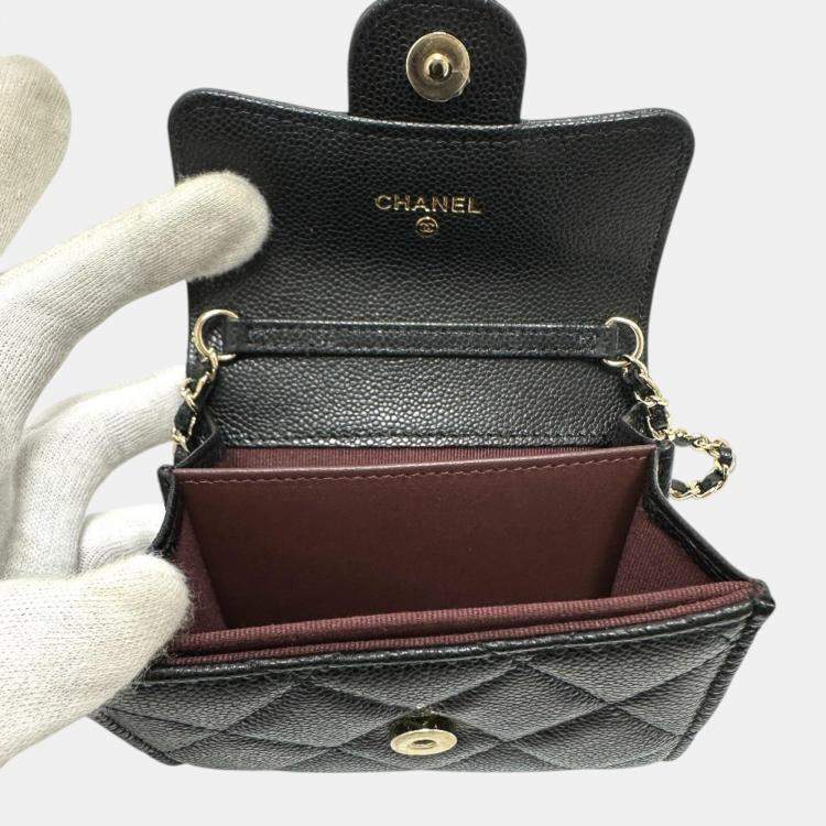 Pre Owned Chanel Black Caviar Leather Coin Purse on Chain
