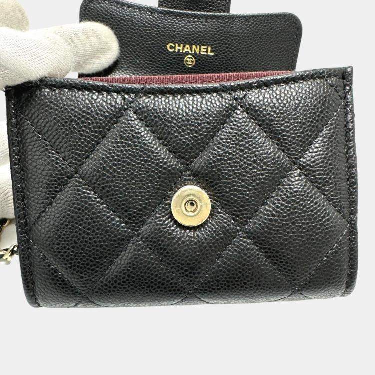 Pre Owned Chanel Black Caviar Leather Coin Purse on Chain