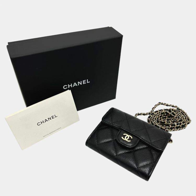 Pre Owned Chanel Black Caviar Leather Coin Purse on Chain