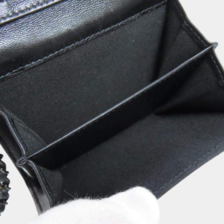 Pre Owned Chanel Black Lambskin Leather Chain Bi-Fold Wallet