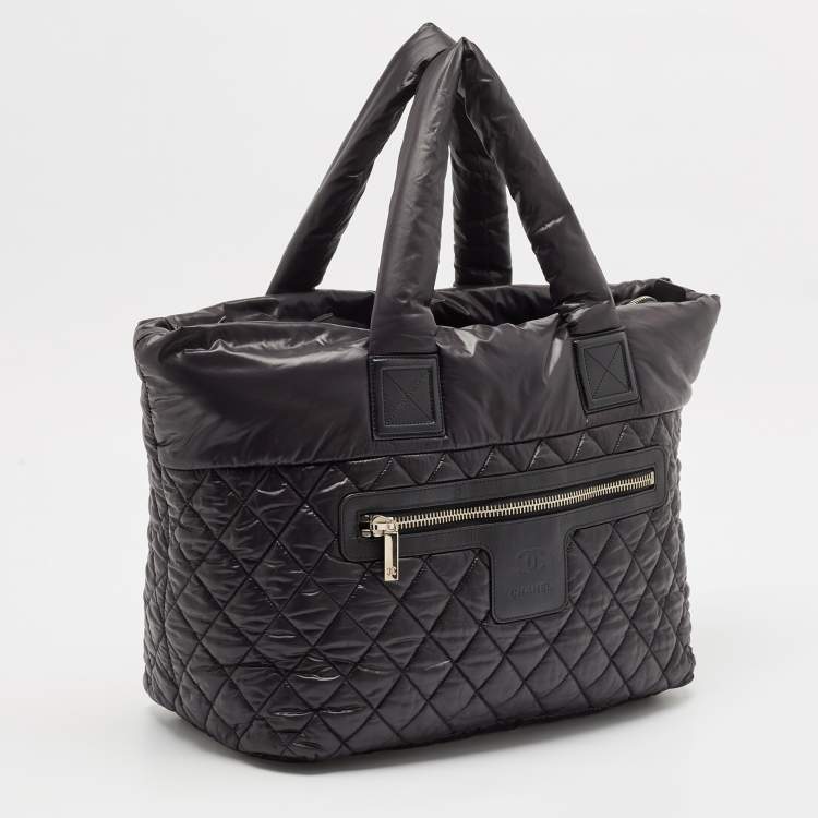 Pre Owned Chanel Black Quilted Nylon Coco Cocoon Tote
