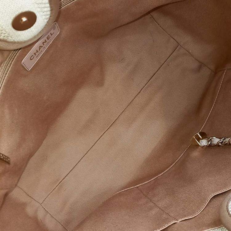 Pre Owned Chanel Beige Brown Canvas Deauville Tote and Shoulder Bag