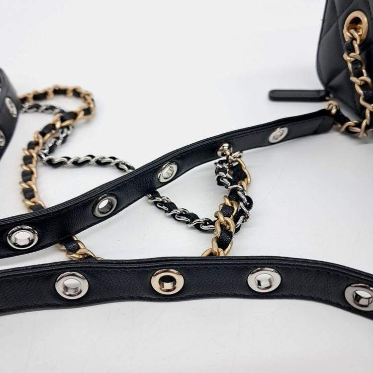 Pre Owned Chanel Black Leather Vanity Crossbody Bag