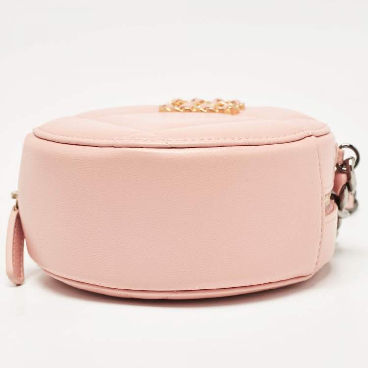 Pre Owned Chanel Pink Quilted Leather 19 Round Crossbody Bag