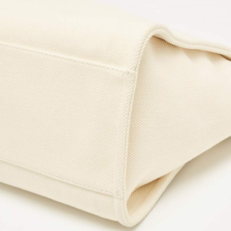 Pre Owned Chanel Tan/Cream Canvas Large Pearl Deauville Shopper Tote