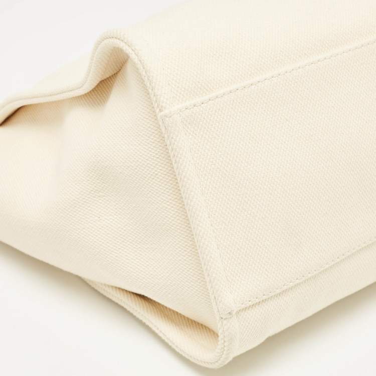 Pre Owned Chanel Tan/Cream Canvas Large Pearl Deauville Shopper Tote