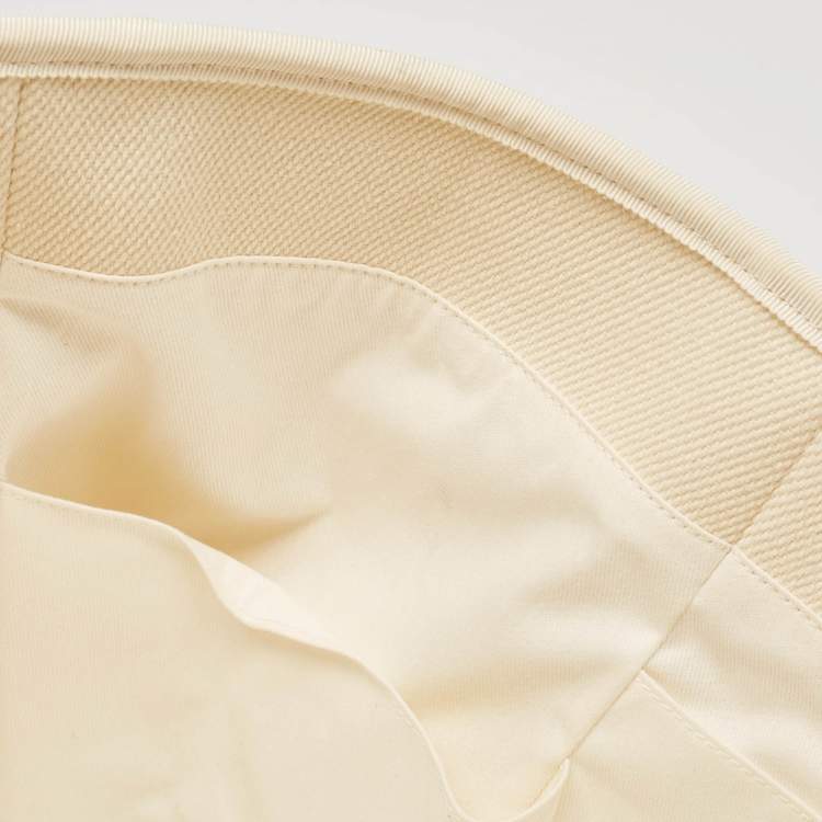 Pre Owned Chanel Tan/Cream Canvas Large Pearl Deauville Shopper Tote