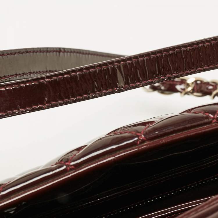 Pre Owned Chanel Burgundy Quilted Patent Leather Medium Just Mademoiselle Bowler Bag
