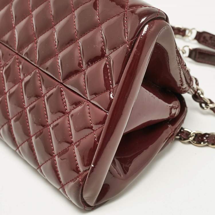 Pre Owned Chanel Burgundy Quilted Patent Leather Medium Just Mademoiselle Bowler Bag