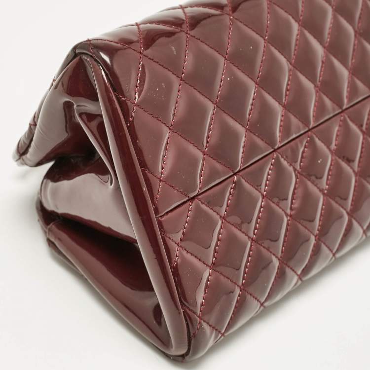 Pre Owned Chanel Burgundy Quilted Patent Leather Medium Just Mademoiselle Bowler Bag