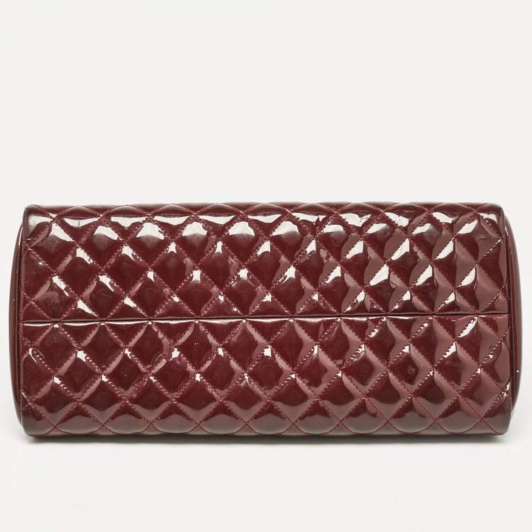 Pre Owned Chanel Burgundy Quilted Patent Leather Medium Just Mademoiselle Bowler Bag