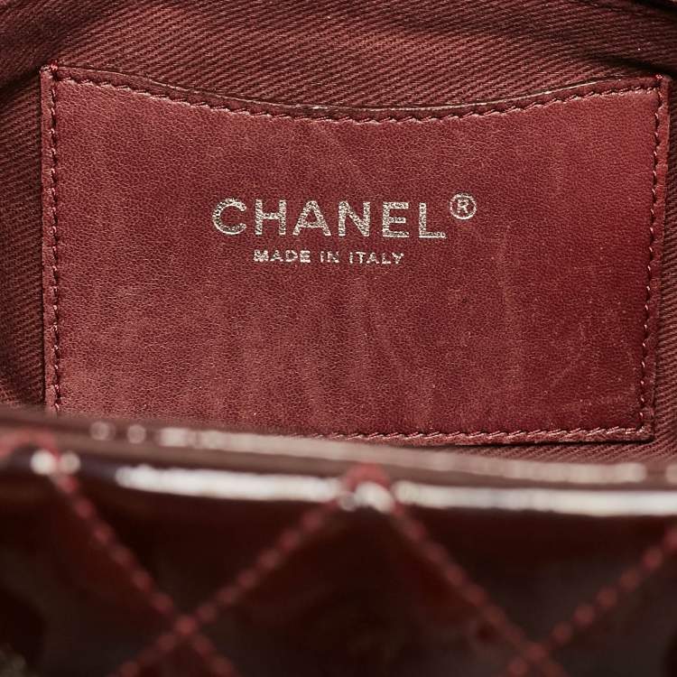 Pre Owned Chanel Burgundy Quilted Patent Leather Medium Just Mademoiselle Bowler Bag