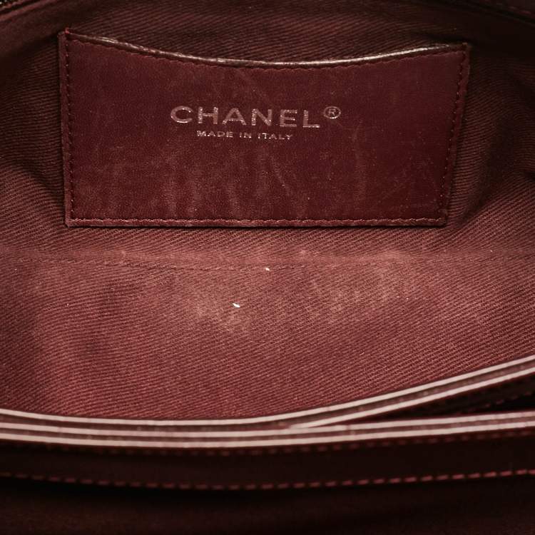 Pre Owned Chanel Burgundy Quilted Patent Leather Medium Just Mademoiselle Bowler Bag