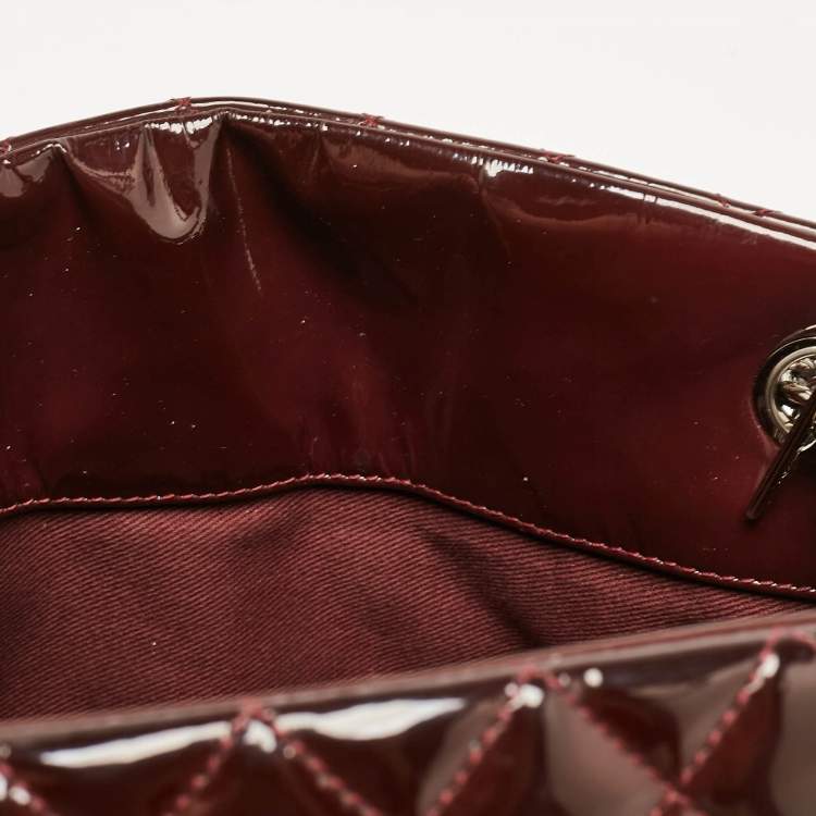 Pre Owned Chanel Burgundy Quilted Patent Leather Medium Just Mademoiselle Bowler Bag