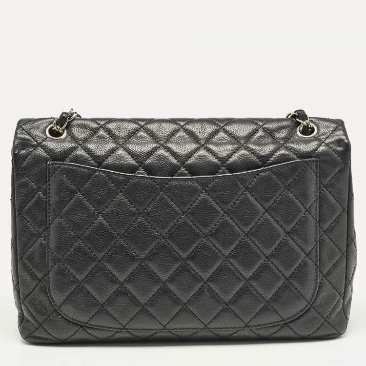 Pre Owned Chanel Black Quilted Leather Maxi Classic Single Flap Bag