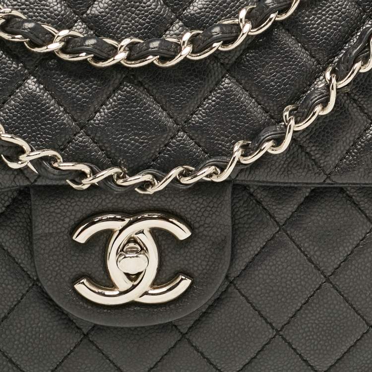 Pre Owned Chanel Black Quilted Leather Maxi Classic Single Flap Bag