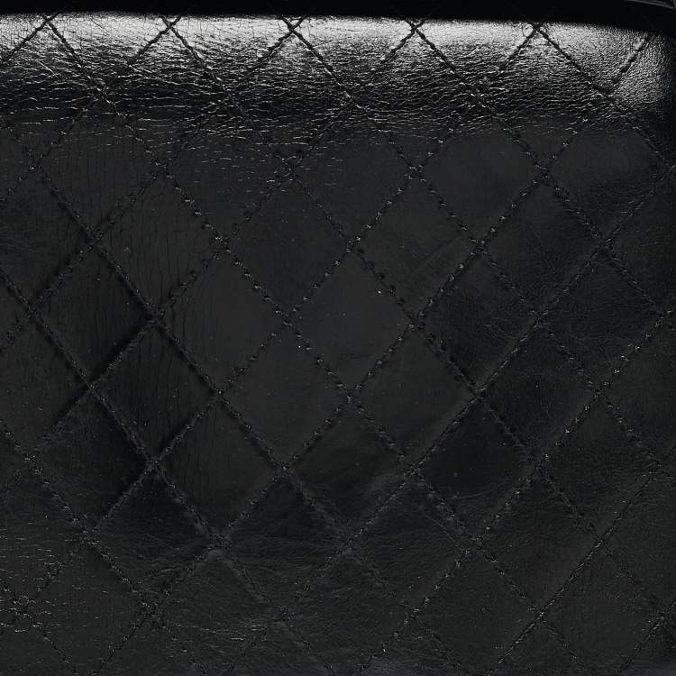 Pre Owned Chanel Black Quilted Leather CC Vanity Case Top Handle Bag