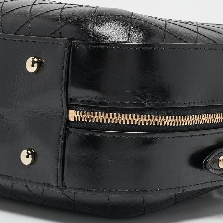 Pre Owned Chanel Black Quilted Leather CC Vanity Case Top Handle Bag