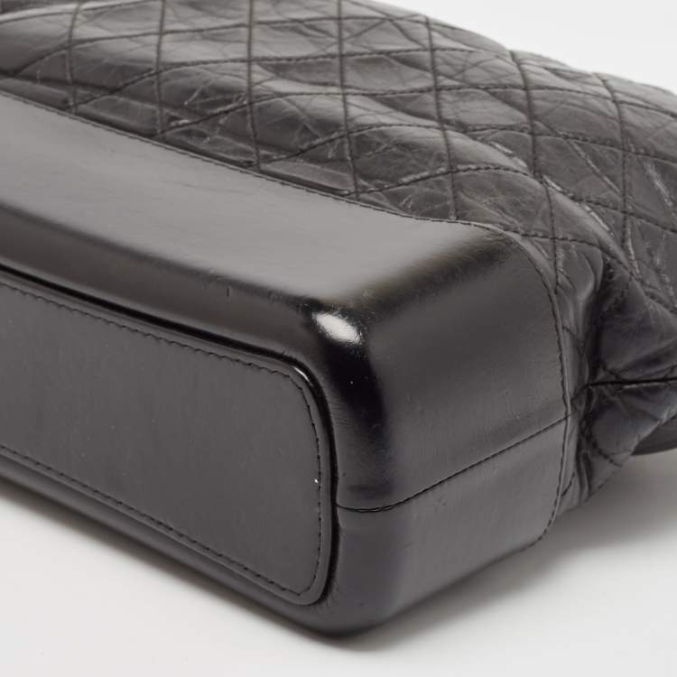 Pre Owned Chanel Black Quilted Aged Leather Large Gabrielle Hobo