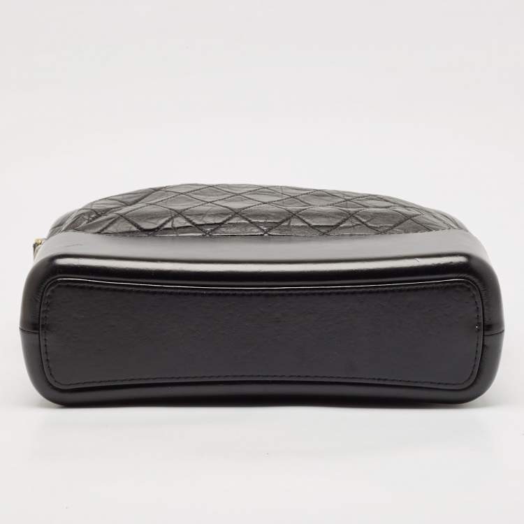 Pre Owned Chanel Black Quilted Aged Leather Large Gabrielle Hobo