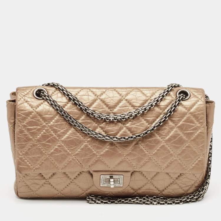 Pre Owned Chanel Bronze Quilted Aged Leather 226 Reissue 2.55 Flap Bag