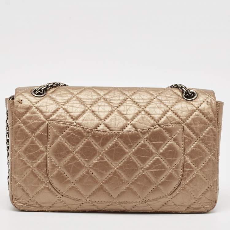 Pre Owned Chanel Bronze Quilted Aged Leather 226 Reissue 2.55 Flap Bag