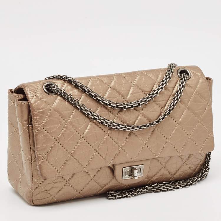 Pre Owned Chanel Bronze Quilted Aged Leather 226 Reissue 2.55 Flap Bag