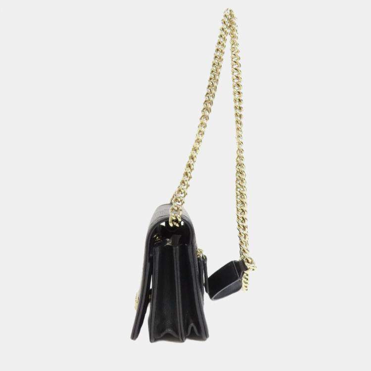 Pre Owned Chanel Black Caviar Leather Boy Chain Wallet