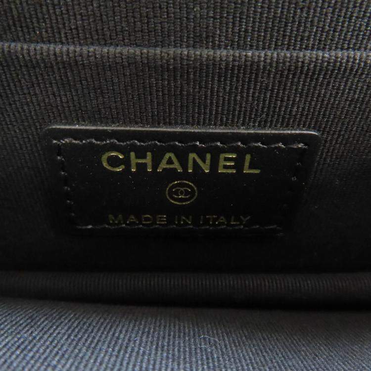 Pre Owned Chanel Black Caviar Leather Boy Chain Wallet