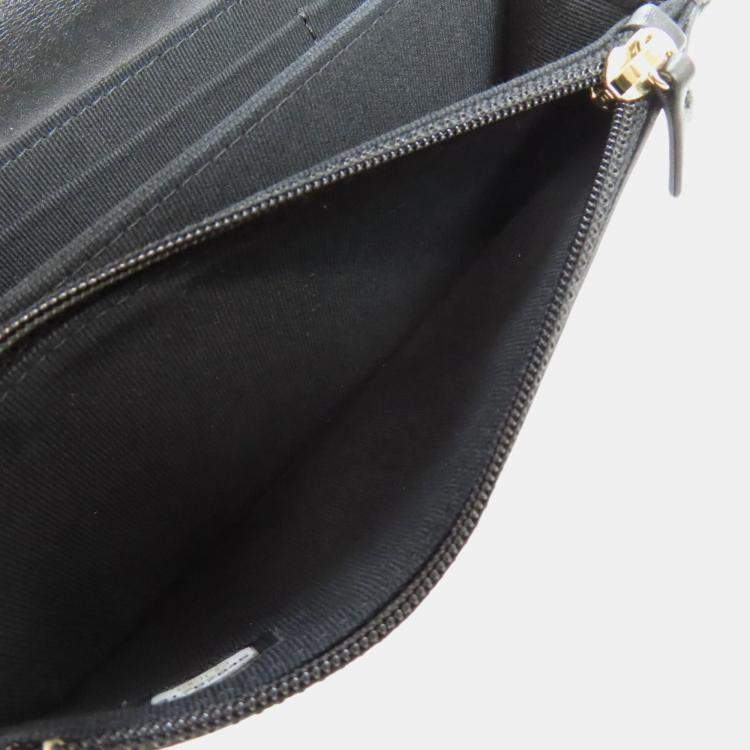 Pre Owned Chanel Black Caviar Leather Boy Chain Wallet