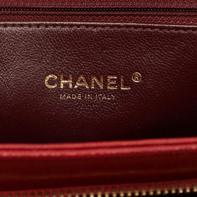 Pre Owned Chanel Red Quilted Caviar Leather Large Business Affinity Flap Bag 