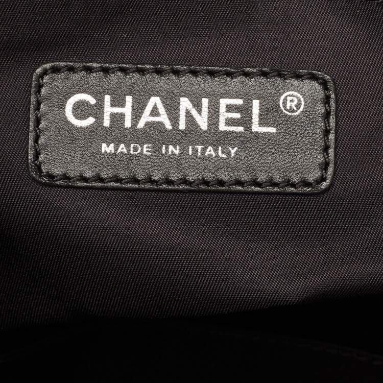 Pre Owned Chanel Black Quilted Coated Fabric Paris Biarritz Bag