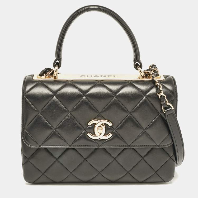 Pre Owned Chanel Black Quilted Leather Small Trendy CC Top Handle Bag