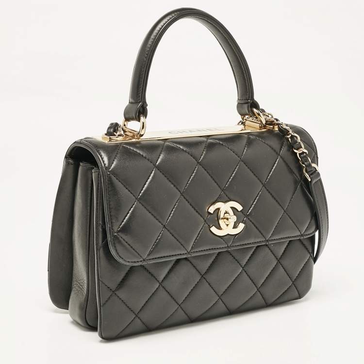 Pre Owned Chanel Black Quilted Leather Small Trendy CC Top Handle Bag