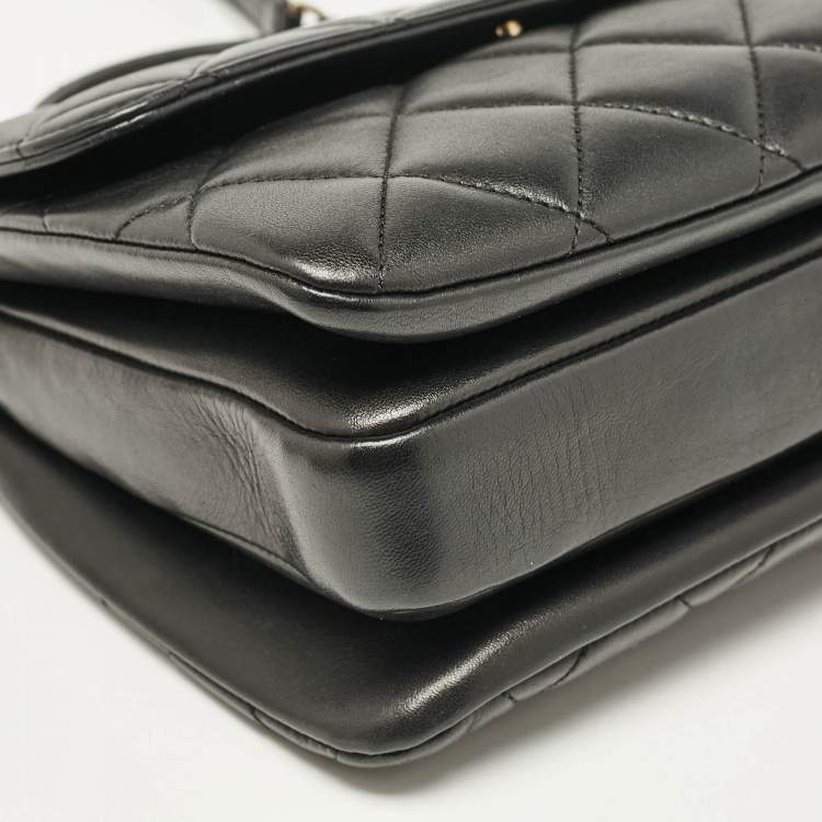 Pre Owned Chanel Black Quilted Leather Small Trendy CC Top Handle Bag