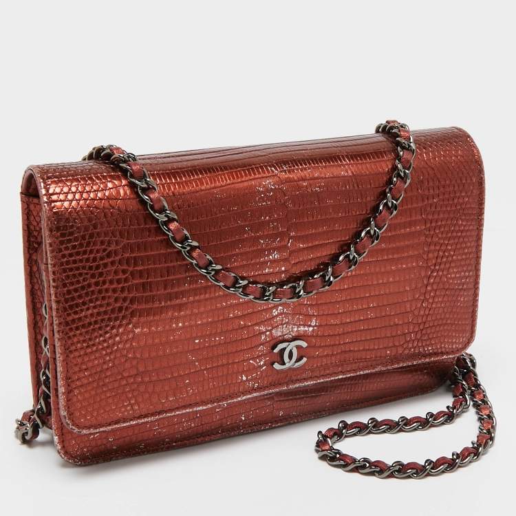 Pre Owned Chanel Bronze Lizard CC Wallet on Chain