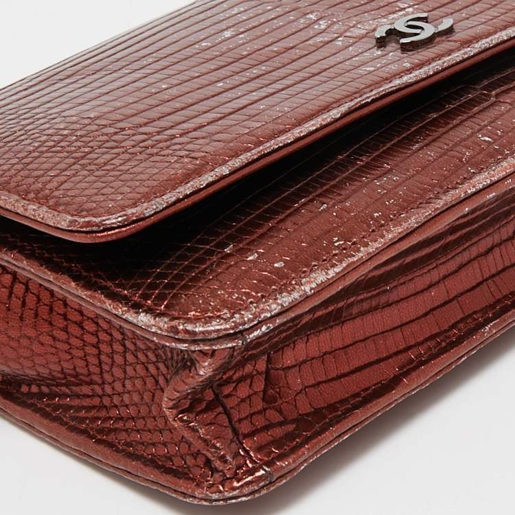 Pre Owned Chanel Bronze Lizard CC Wallet on Chain