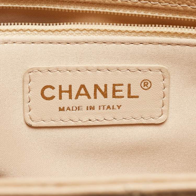Pre Owned Chanel Beige Quilted Caviar Leather Grand Shopper Tote