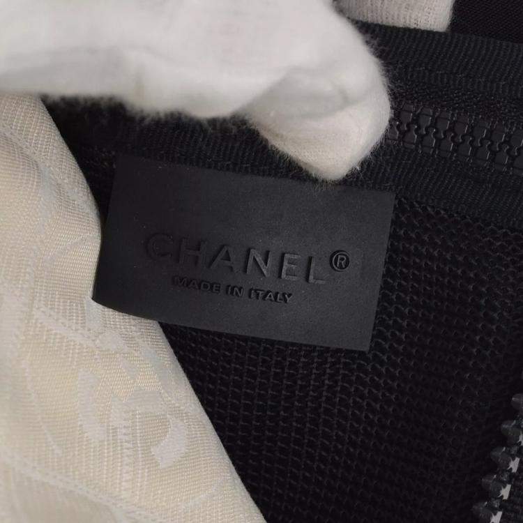 Pre Owned Chanel Beige /Black Travel Sport Line Shoulder Bag