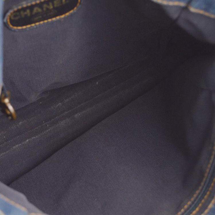 Pre Owned Chanel Blue Denim Chain Tote Bag