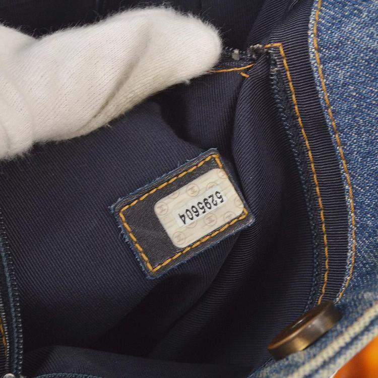Pre Owned Chanel Blue Denim Chain Tote Bag