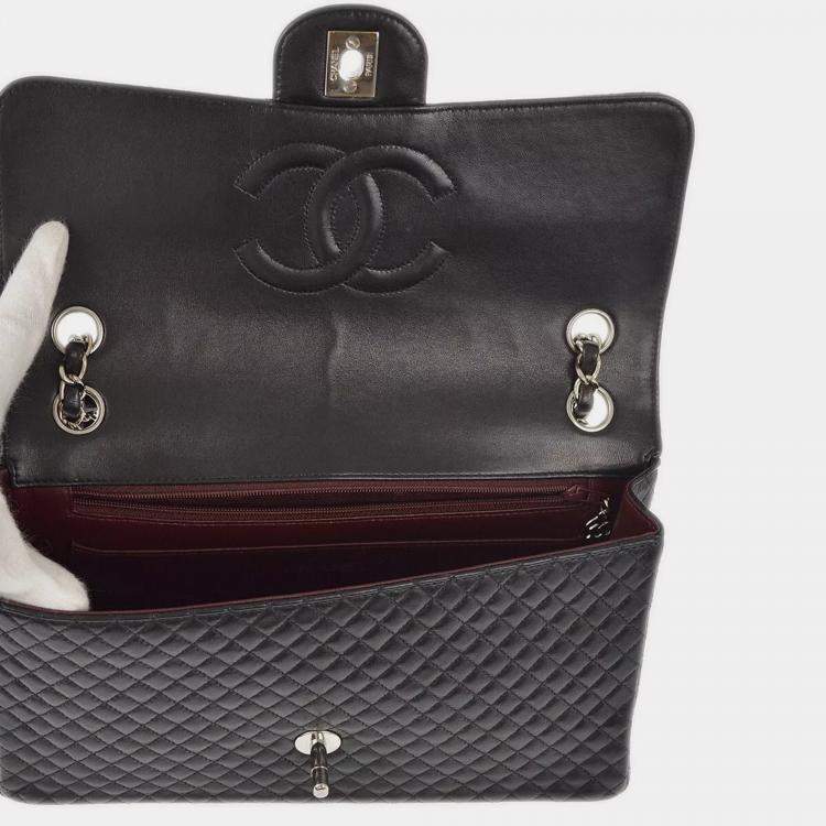Pre Owned Chanel Black Lambskin Leather Medium Classic Single Flap Bag